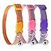Reflective Breakaway Adjustable Cat Collar Necklace Pink/Purple/Orange Collar with Bell for Puppy Kitten 3pcs a Pack, Size 7.5