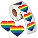 500 Love Rainbow Ribbon Stickers, Gay Pride 7 Colors Stripes Heart Shaped Roll Tape A AIFAMY