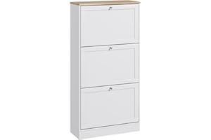HOMCOM Narrow Shoe Cabinet, Shoe Storage Cabinet with 3 Flip Drawers and Adjustable Shelves for Hallway, Entryway, Holds 12-1