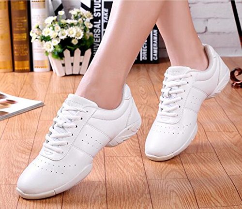 WUIWUIYU Women’s Girls’ Lace-Up Aerobics Gymnastics Cheerleading Dance Shoes Sport Training Sneakers