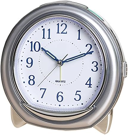 Kaimao Desk Alarm Clock with Loud Mechanical Bell Melody Alarm, Snooze &amp; Night Light Function for Adults, Kids, Teens - Silver