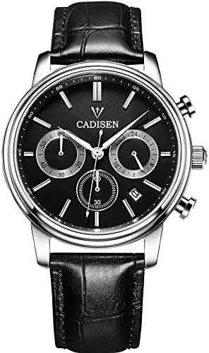 Cadisen Vintage Gold Mens Luxury Sports Chronograph Leather Quartz Watches