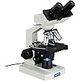 OMAX 40X-2500X Lab Binocular Biological Compound LED Microscope with 3D Mechanical Stage and Coaxial Coarse/Fine Focusing Knob