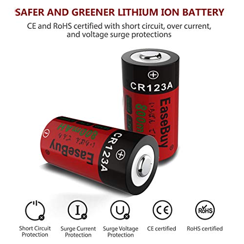 Arlo Batteries Rechargeable 123A, EaseBuy 4Pack 800mAH ICR17335 NiMh