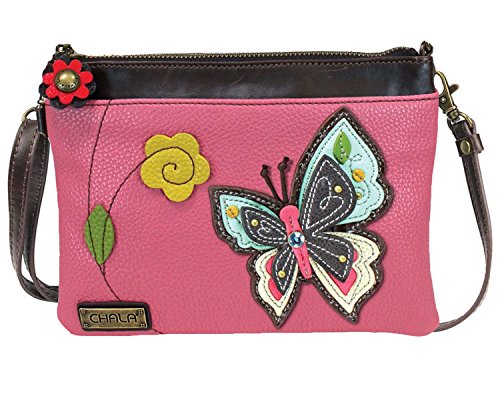 Chala Butterfly Mini Crossbody Handbag Convertible Strap (Pink)