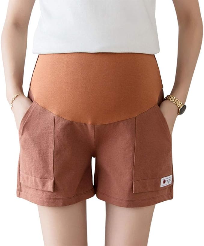 U/A Maternity Shorts for Pregnancy Summer Clothes Cotton Linen Wide Leg