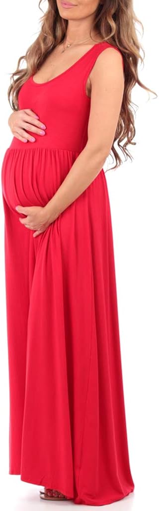 Women's Ruched Sleeveless Maternity Dress in Regular and Plus Sizes - Made in USA at  Women’s Clothing store
