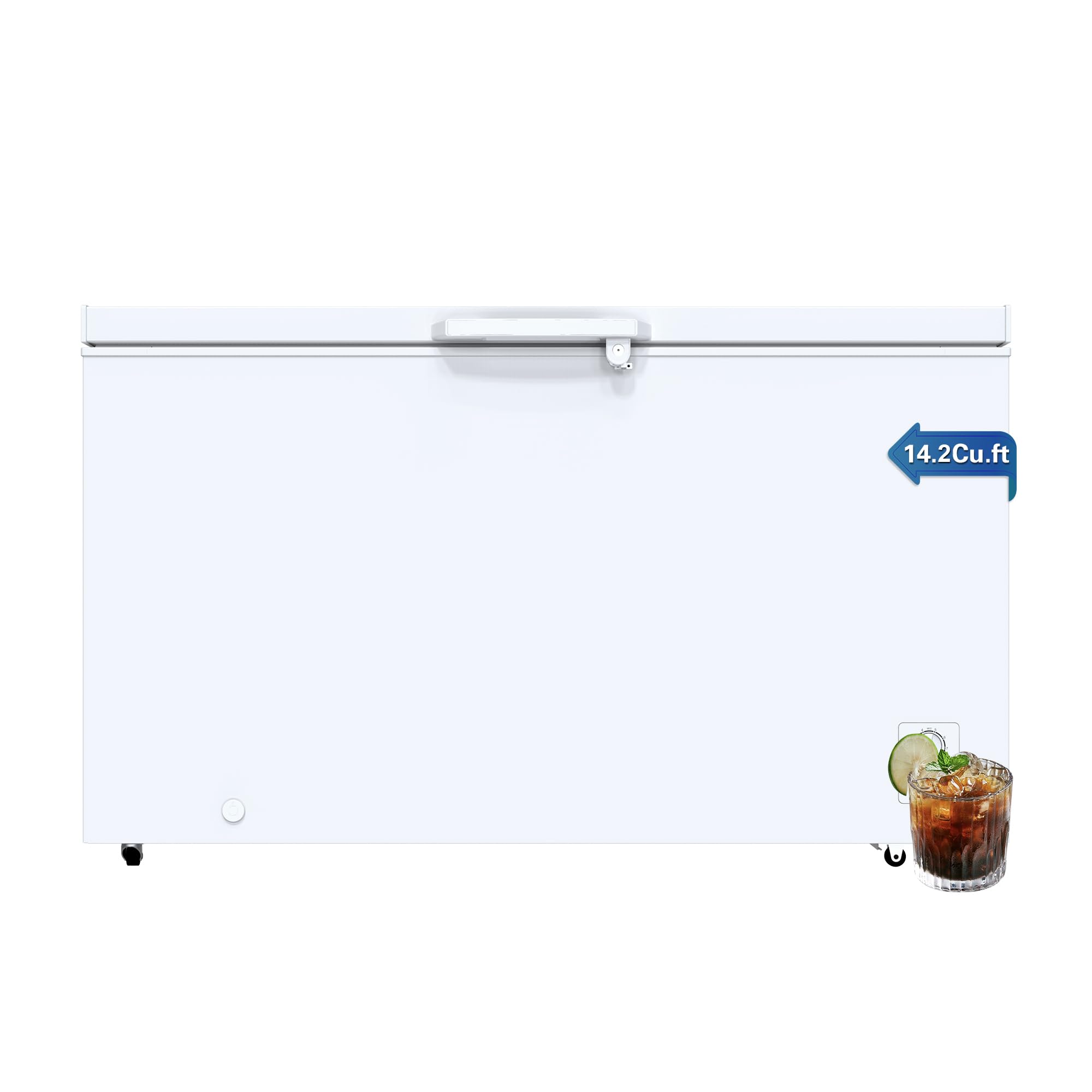 Photo 1 of 14.2 Chest Freezer Large Deep Freezer with 2 Removable Basket & 8 Level Adjustable Temperature(-12°F to 10.2°F), Quiet Commercial Chest Freezer with Lock, Top Door Energy Saving for Garage, White