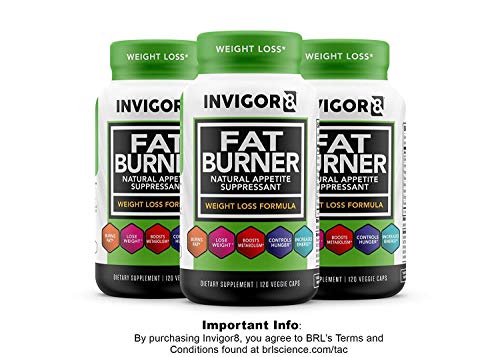 INVIGOR8 Fat Burner and Natural Appetite Suppressant – Healthy Weight Loss Formula and Thermogenic with Green Tea Leaf Extract (3-Pack 90 Day Supply)…
