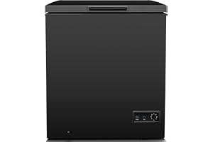 Chest Deep Freezer, 5 cu. Ft, Black Adjustable Thermostat-Removable Vinyl Coated Wire Basket-Easy Defrost Drain, Eye-Catching Stainless Steel Top Door- Garage Ready
