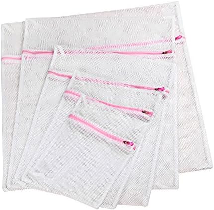 Lingerie Bag for Laundry 5 PC Set Big Hole Mesh Wash Bags for Delicates , Stockings, Undergarments, Hosiery, Blouses