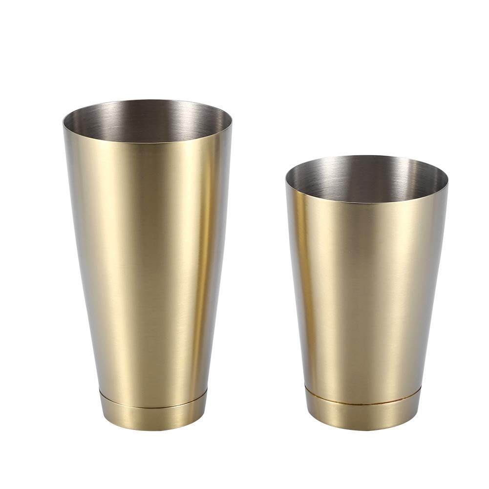 Boston Shaker Stainless Steel, Boston Shaker Gold Boston Shaker Sturdy Cocktail Cup Shaker Bar Home Kitchen Tool(Titanium Golden)
