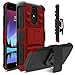 LG Fortune Case, LG Phoenix 3 Case, LG Risio 2 Case, Venoro Heavy Duty Armor Holster Defender Full Body Protective Hybrid Case Cover with Kickstand and Belt Swivel Clip for LG K4 2017 (Red/Black)