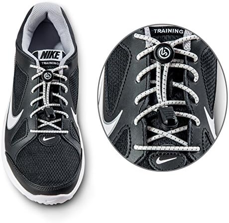 No Tie Shoelaces - Elastic and Reflective Laces with Lock for Athletes, Adults and Kids - Replacement Shoe Strings for Running, Tennis and Golf (White)