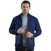 Bright Moons Men's Full-Zip Tech Sweater - Slim Fit Knitted Cardigan with Stand Collar and Pockets
