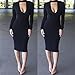 ALAIX Women's Sassy Keyhole Low-Cut Bodycon Long Sleeve Winter Pencil Party Evening Dress Black-XL