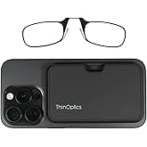 ThinOptics Readers with Magsafe Compatible Case - Armless On-Nose Reading Glasses - Slim Case Attaches to Phone