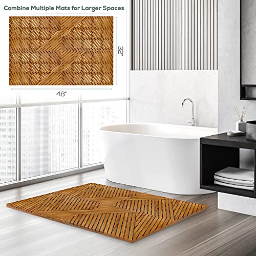 Teak Bath Mat Natural Teak Shower Mat for Bathroom, Sauna, Pool, Hot Tub and RV Outdoor Shower