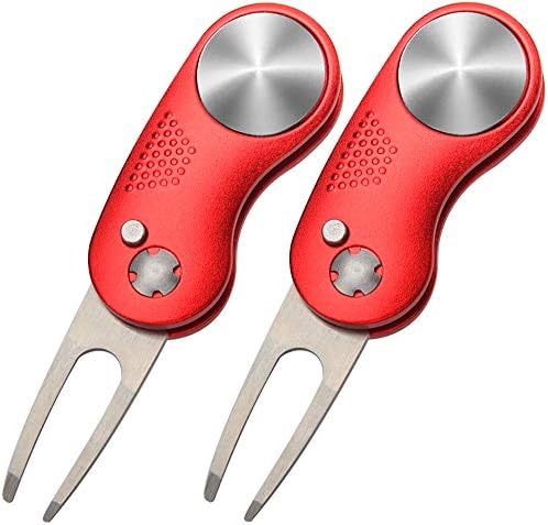 Champmate Golf Divot Tool, Pop-up Button Stainless Steel Switchblade and Foldable Magnetic with Golf Ball Marker Champmate Golf Divot Tool, Pop-up Button Stainless Steel Switchblade and Foldable Magnetic with Golf Ball Marker