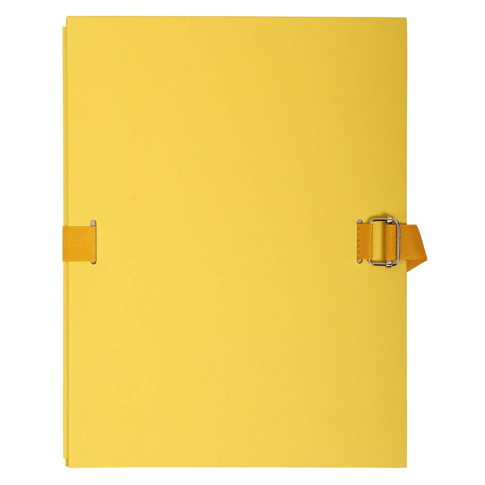 Exacompta - Ref 223035E - Expanding Folder - 240 x 320mm in Size, Suitable for Storing A4 Documents, Expands Up To 13cm , Coloured Canvas with Matching Strap - Yellow (pack 5)