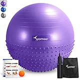 Sportneer Exercise Ball, Dual-Sided Balance Yoga Ball with Inflation Pump, Massage Ball, Workout Guide and Carrying Bag