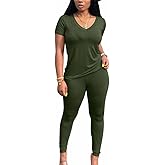 Aomice Lounge Sets for Women 2 Piece Summer Casual Jogger Workout Outfits Short Tops Long Pant Sweat suit leggings set