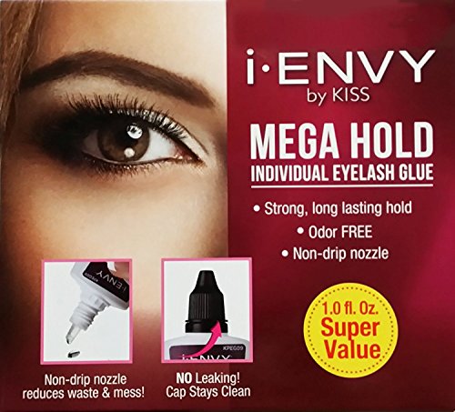 I Envy by Kiss Mega Hold Individual Eyelash Adhesive Glue Clear 1oz KPEG09 by kiss i envy