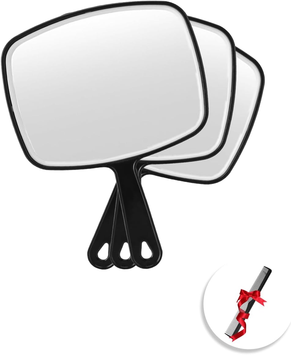 OMIRO Hand Mirror Black Handheld Mirror with Handle Square 3pcs M