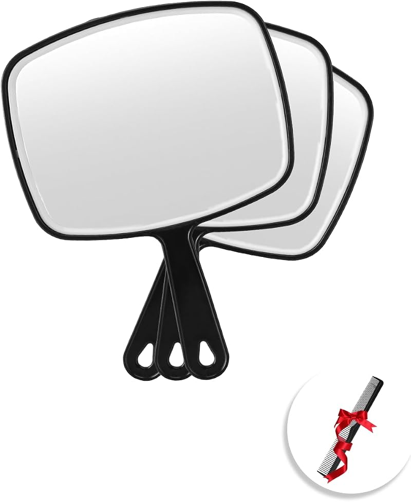 OMIRO Hand Mirror Black Handheld Mirror with Handle Square 3pcs M