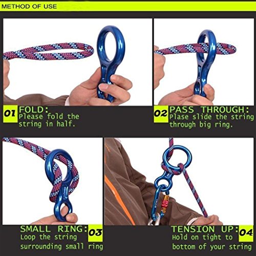 jiayit Figure 8 Descender Rock Climbing Rope Rescue Rappelling Safety 35KN Aluminum Climbing Caving Exploring Rappelling Aerial Work Rescue Engineering Protection (Blue)