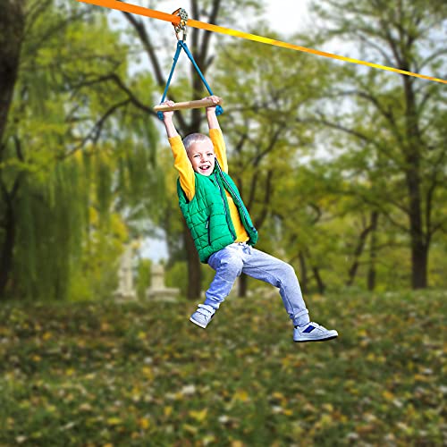 hooroor Slackline Pulley with 52FT Zip Line, Monkey Bar, Ninja