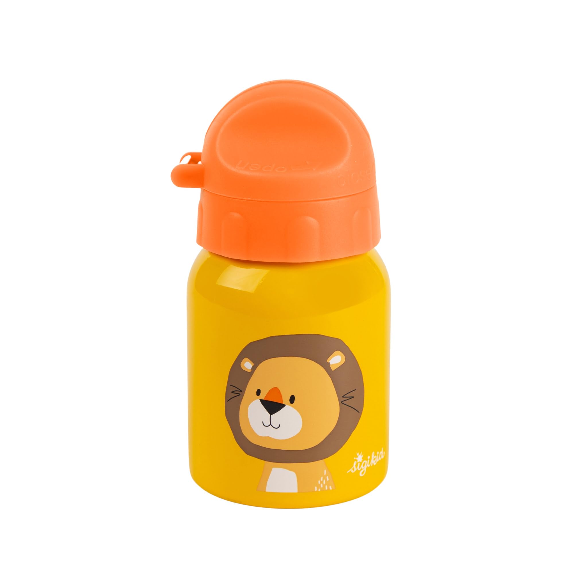 Sigikid Girls and Boys, Stainless Steel Drinking Bottle Lion Forest 250 ml for Nursery & Trips, BPA-, Recommended from 36 Months, Yellow, 25115