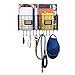 WALL35 Foyer Organizer Wire Rack Wall Mountable with 10 Hooks for Keys Hats Umbrellas Coats and Bags Black