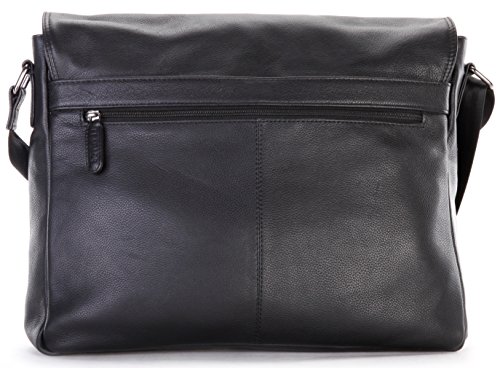 LEABAGS Oxford - Messenger Bag Briefcase Laptop Bag 13 Inch Genuine Leather - OnyxBlack - Thumbnail 2