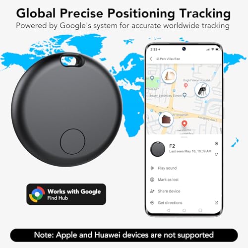 Smart Tracker Tag Android, Bluetooth Key Finder Compatible with Google Find Hub (Android Only), Air Tracker Tag Keyring for Suitcase, Keys, Luggage (Pack of 4)