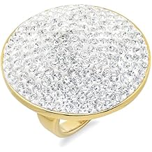Lady's 18kt Gold Plated Stainless Steel with Simulated Diamonds Circle-Shaped Ring, Size 8