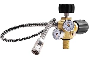 Owfeel M18x1.5 DIN Valve Scuba Adapter with Gauge, 4500Psi/300Bar High Pressure Compressor Pcp Paintball Filling Station,24 inch Soft Hose Pcp Charging Valve for Air Tank, PCP Air Rifle, Paintball