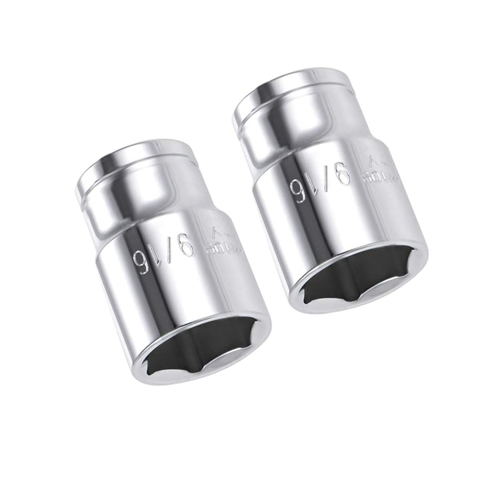TOP-VIGOR 2 Pcs Shallow Socket, 3/8-inch Drive 9/16-inch Professional Shallow Single Hex Socket Set, 6-Point for DIY Household Maintenance Hand-Making