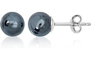 AESDOX Gemstone Ball Stud Earrings for Women Men in Sterling Silver, Ball Size 6mm/8mm/10mm