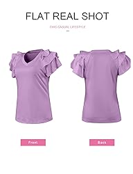 SHEWIN T Shirts for Women Ruffle Short Sleeve Tops