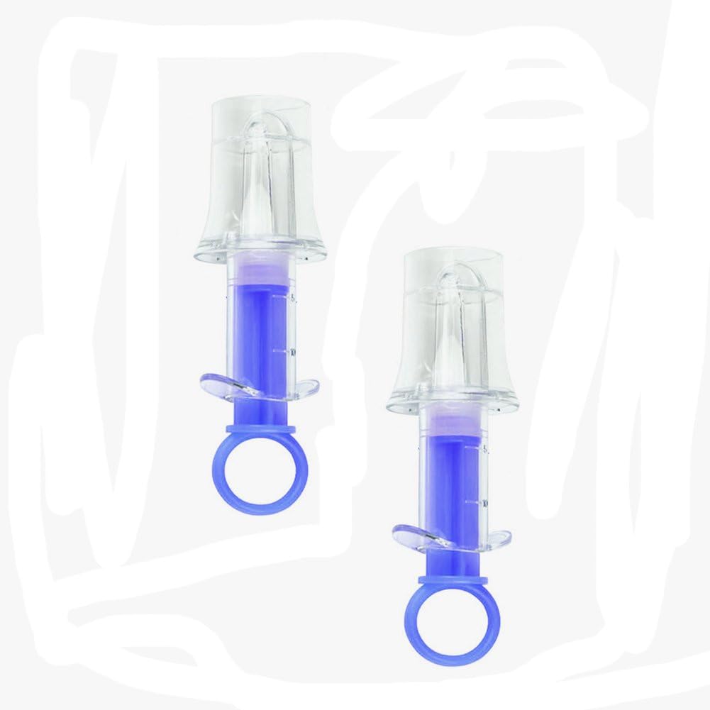 Medicine Dispenser,Fairy Baby Infant Secure Syringe Dropper Preventing Choking Pack of 2,Blue
