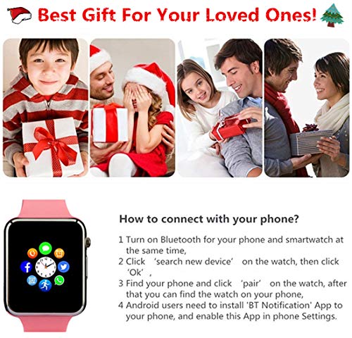 Smart Watch, Smartwatch Phone Sport Smart Wrist Watch with SD Card Pedometer Camera Call Text Touch Screen Compatible for Samsung LG Huawei Android and iPhone (Partial Features) for Men Women Teens - Thumbnail 6