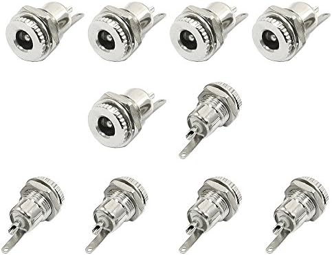 SINNRY 10 Pcs 2.1mmx5.5mm DC Power Jack Socket Threaded Female Mount Connector Adapter