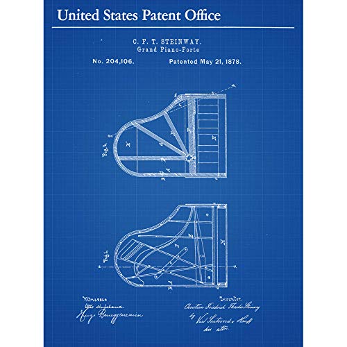 Artery8 Steinway Grand Piano-Forte 1878 Top Vintage Music Patent Art Print Canvas Premium Wall Decor Poster Mural