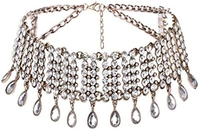 Deamyth Morden Rhinestone Chain Diamond Tassel Necklace (B)