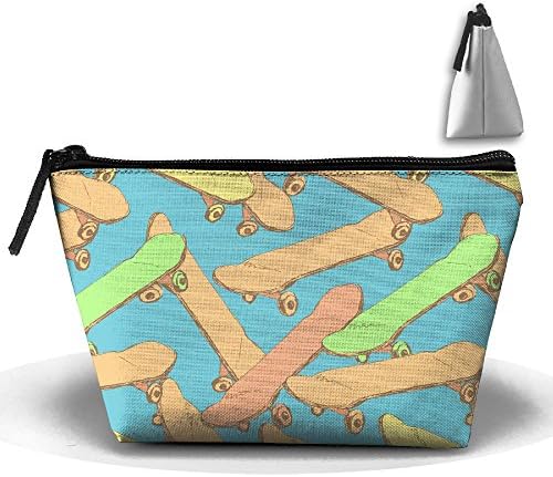 LogicBB Skateboard Art Pattern Print Makeup Bag Travel Cosmetic Pouch Storage Brush Holder Toiletries Bag Waterproof Jewelry Organizer With Zipper For Women&amp;Girls