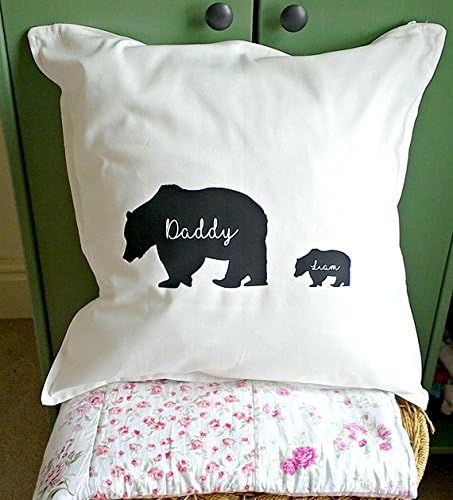 Handmade Bear Family Cushion Cover, pillow cover, keepsake cushion cover, personalised cushion, daddy bear, anniversary gift, gift for dad