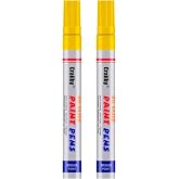 Yellow Paint Markers, 2 Pack Oil-Based Waterproof Quick Dry Permanent Paint Pen Set for Rocks Painting, Wood, Fabric, Plastic, Canvas, Glass, Mugs, Metal, Tire, Stone, DIY Craft