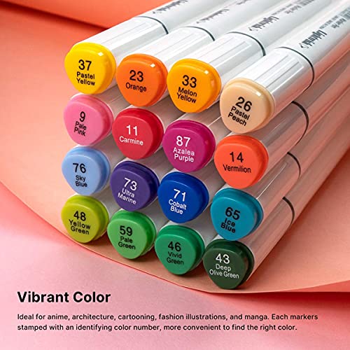 LIGHTWISH Markers, 168 Colors Dual Tip Alcohol Markers with Colorless