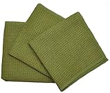 Eurow Microfiber Waffle Weave Dish Cloth (3-Pack, Olive)